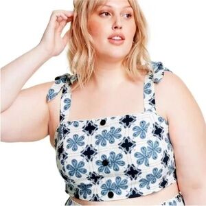 Agua Bendita Target Coastal Crop Top‎ Blouse Size 3X